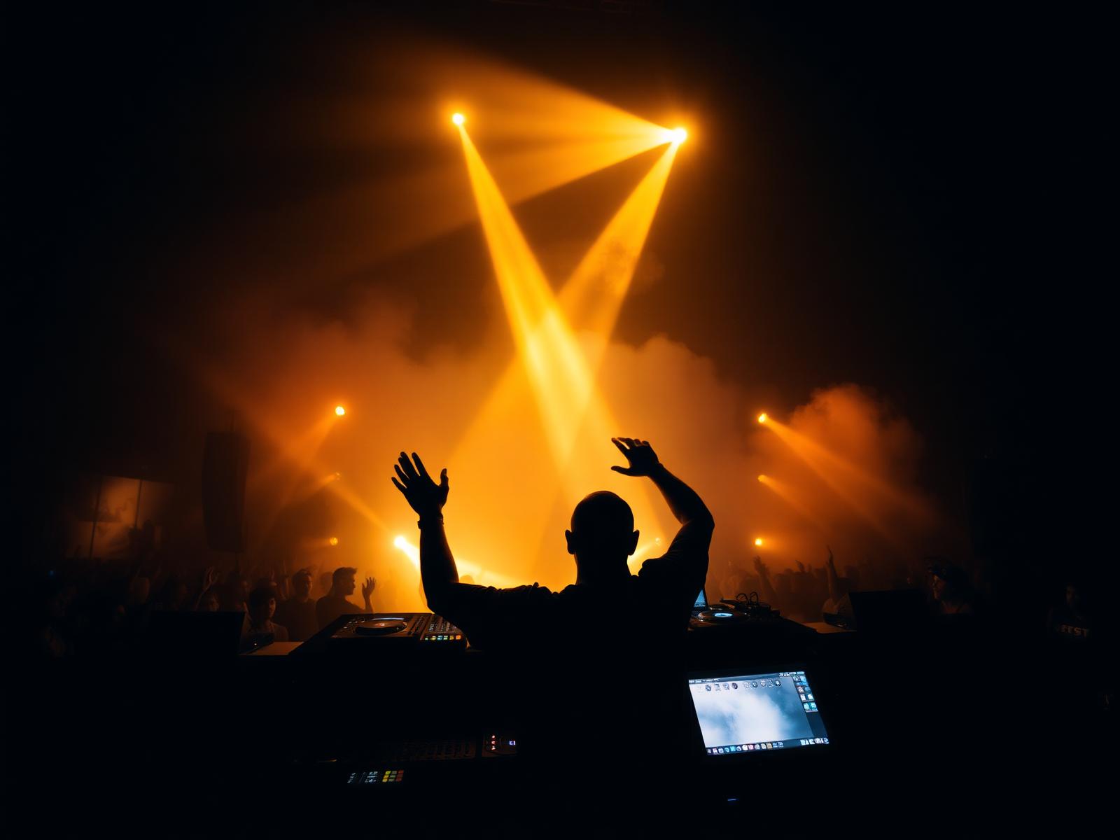 DJ under stage lights