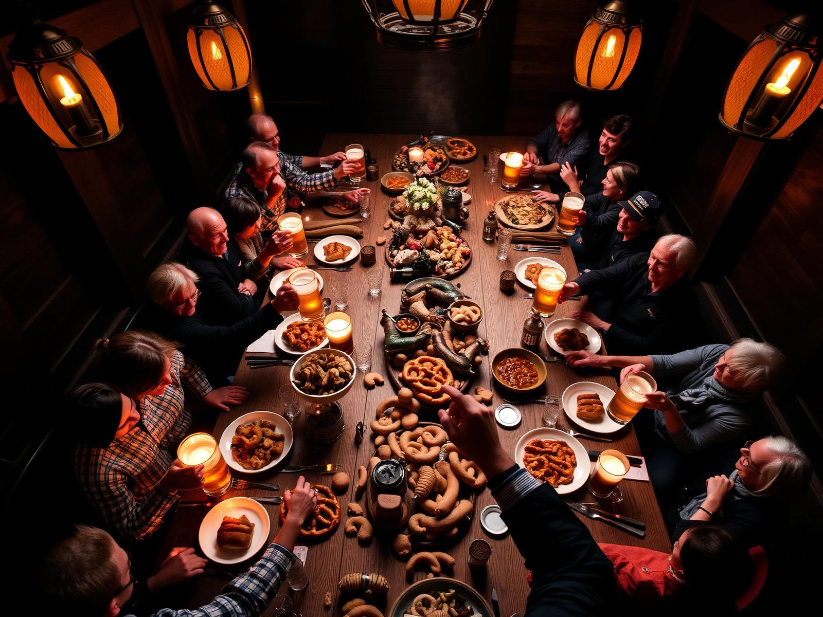 Long banquet table from above