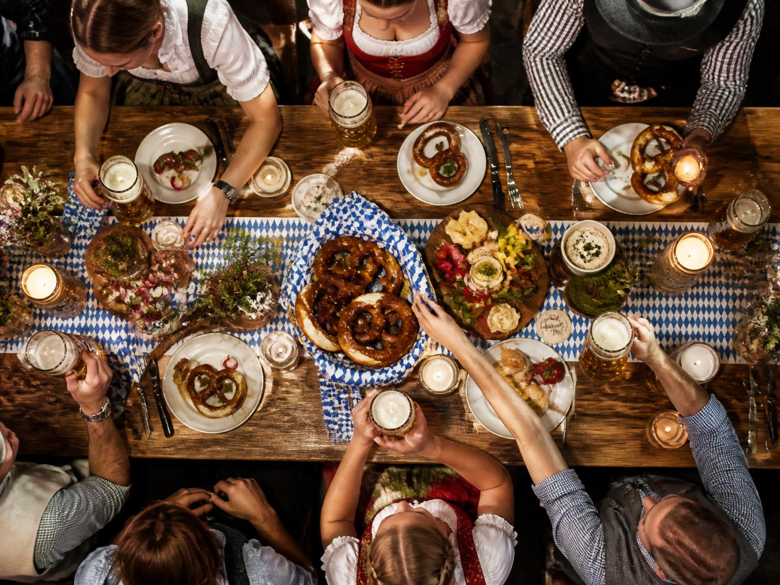 Long banquet table from above